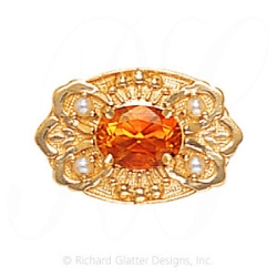 GS487 CIT/PL - 14 Karat Gold Slide with Citrine center and Pearl accents 